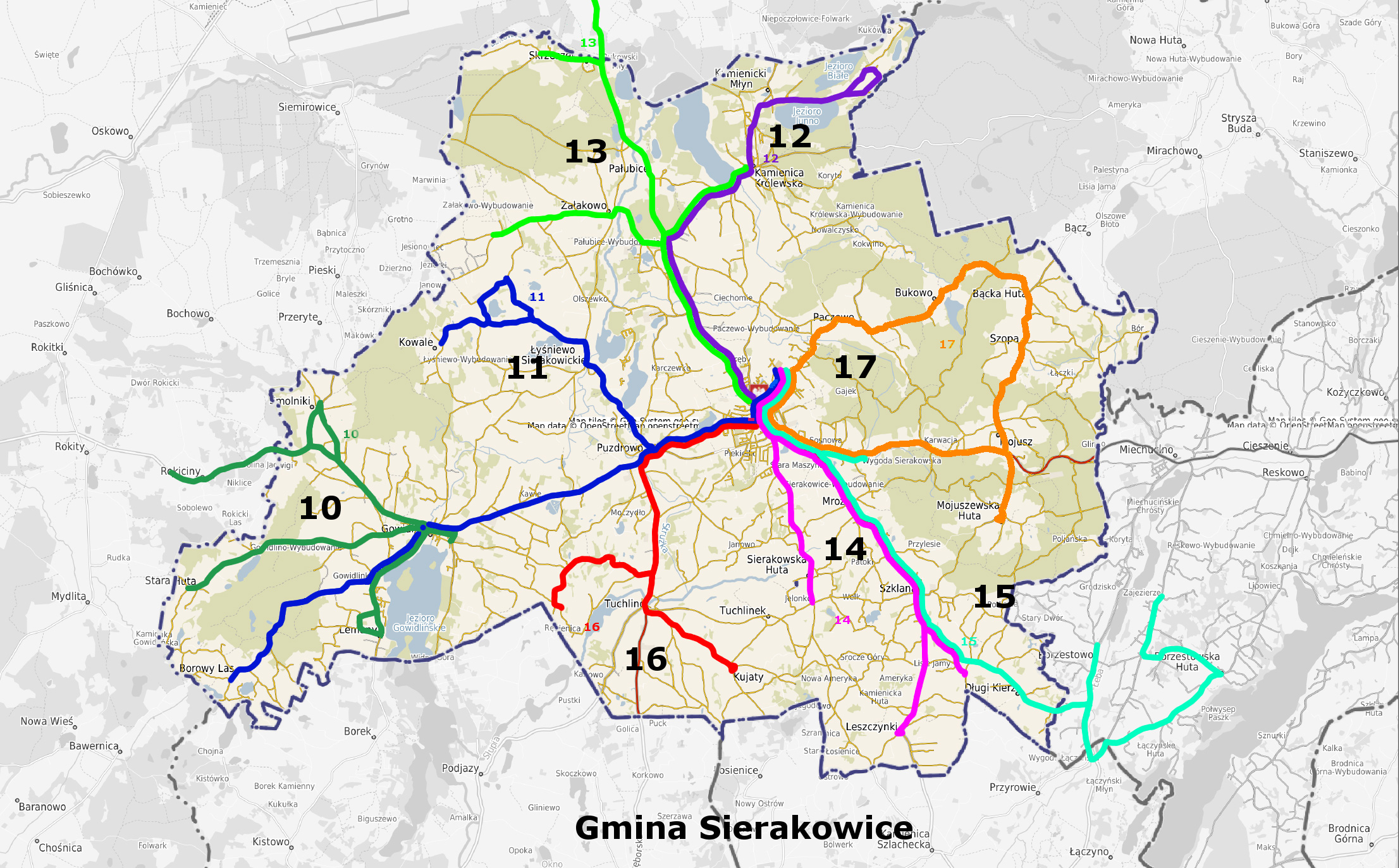 Mapa Sierakowice